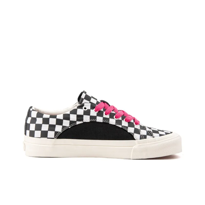 WANSWER Slip-Resistant Lightweight Breathable Low-Top Skateboard Shoes Unisex Black Pink Checkerboard-1