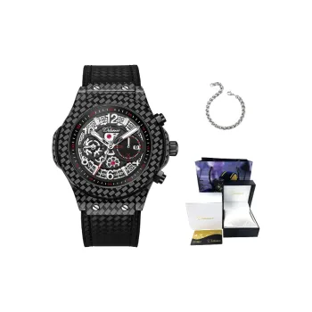 Dulunwe Automatic Mechanical Movement Silicone Strap Watch Men's Watches Black Dial