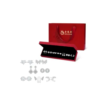Lao Feng Xiang S999 Silver Sterling Silver Stud Earrings Women's