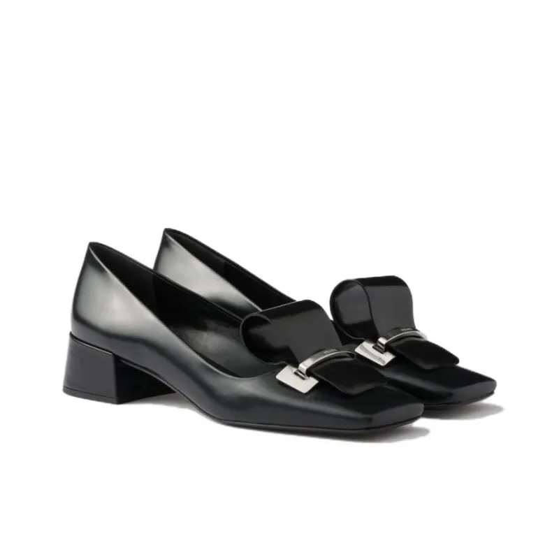 PRADA Chunky Heel High Heels 3.5cm Women's Black-2