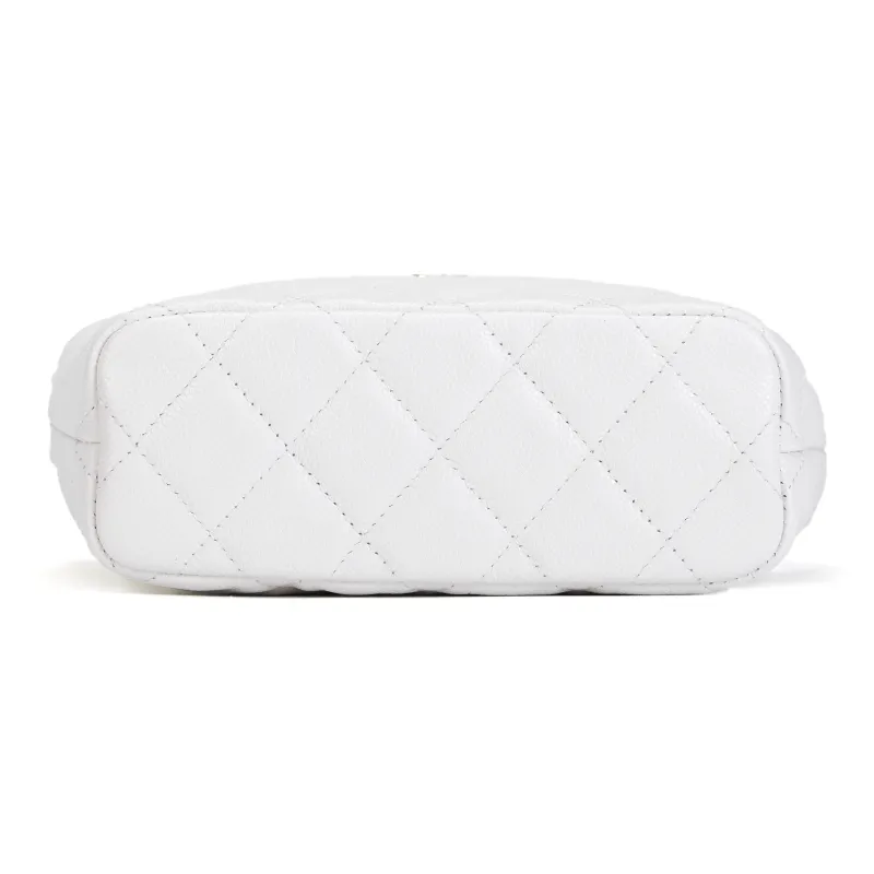 CHANEL Shiny Grain Calfskin Shoulder Bag, Crossbody Bag, Handbag Women's White-4