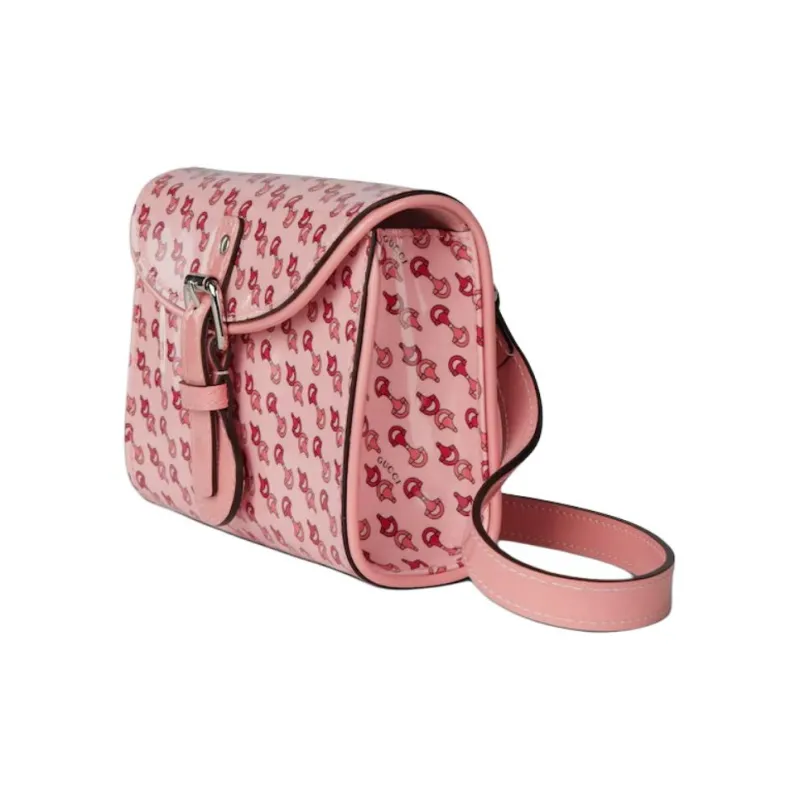 GUCCI Patent Leather Messenger Bag Shoulder Bag Kids' Pink-1