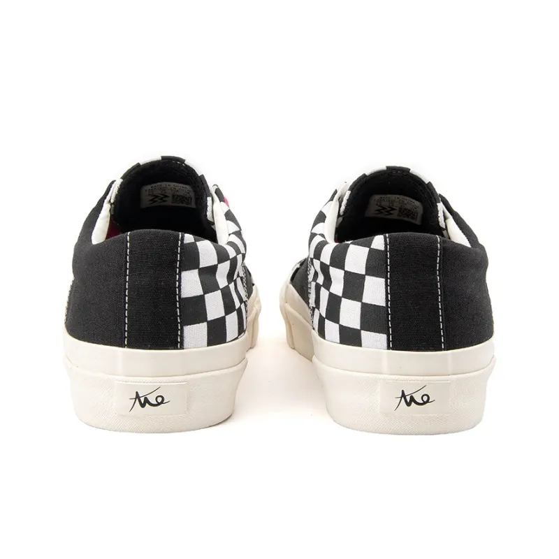 WANSWER Slip-Resistant Lightweight Breathable Low-Top Skateboard Shoes Unisex Black Pink Checkerboard-5