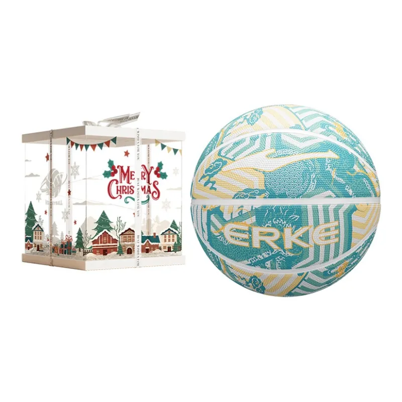 Erke Chinese Style Collection Rubber Basketball Cyan Size 7 Training Unisex-11