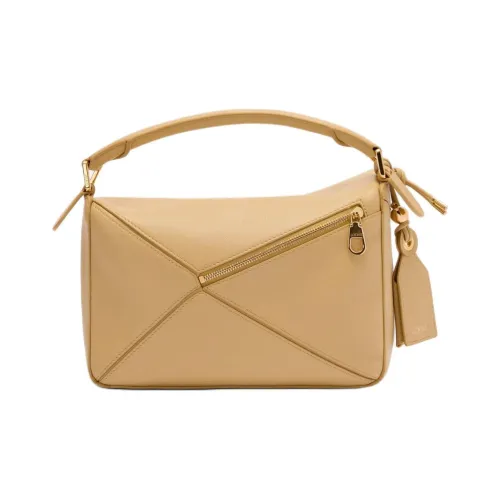 LOEWE Puzzle Napa Lambskin Shoulder Bag Crossbody Bag Handbag Small Size Women's Black Butter