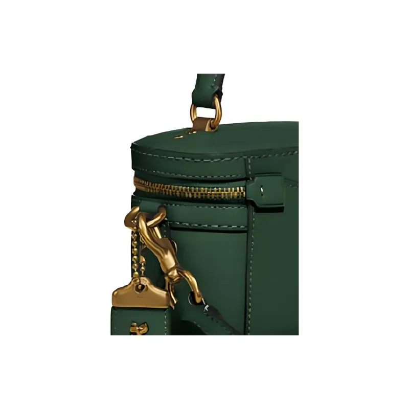 COACH Trail Tanned Leather Makeup Bag Crossbody Bag Handbag Small Size Women's Green-3