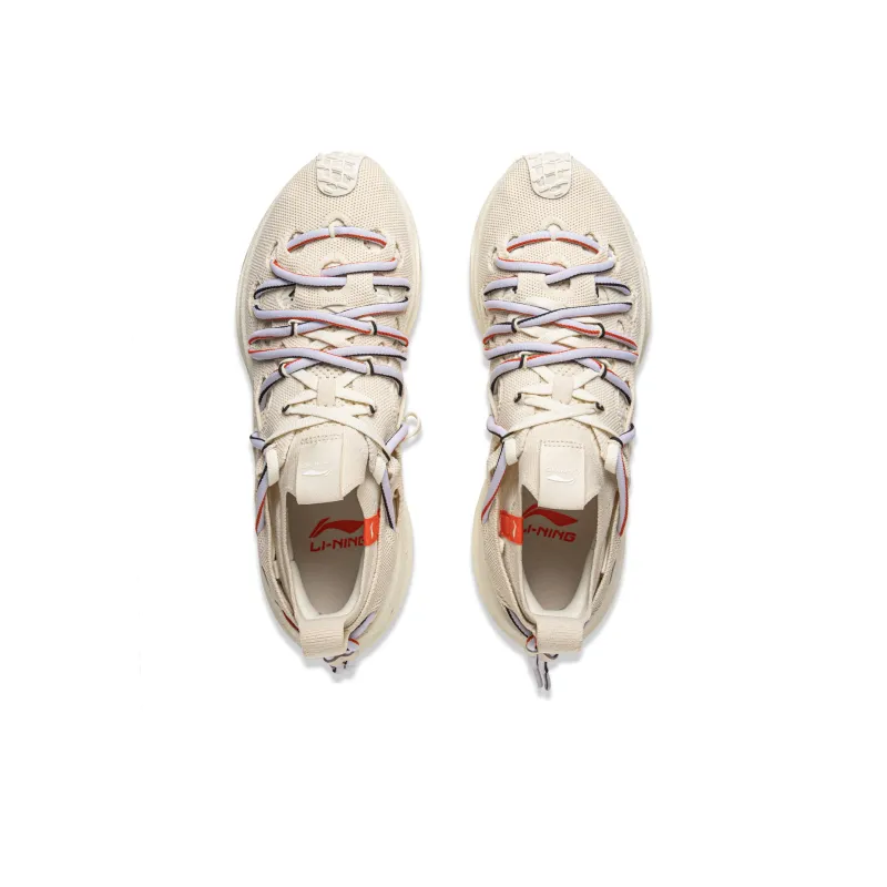 LiNing Anti Slip And Wear Resistant Reflective Low Top Casual Running Shoes Unisex Pearl White-3