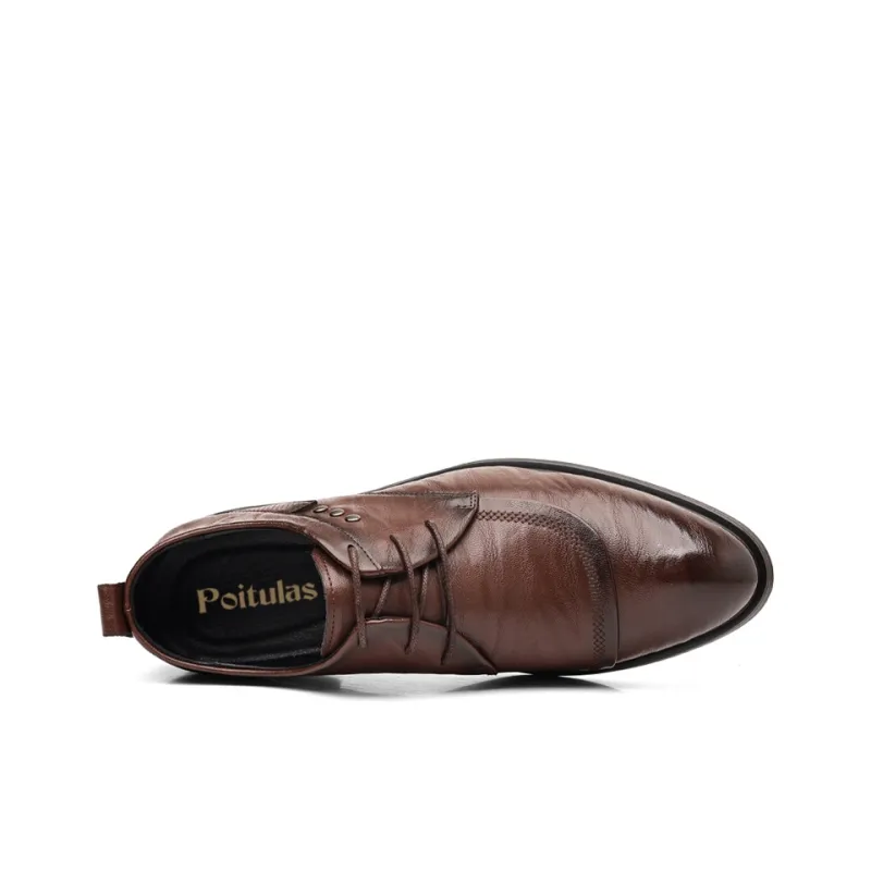 Poitulas Dress Shoes Men Low Top Black, Brown-8