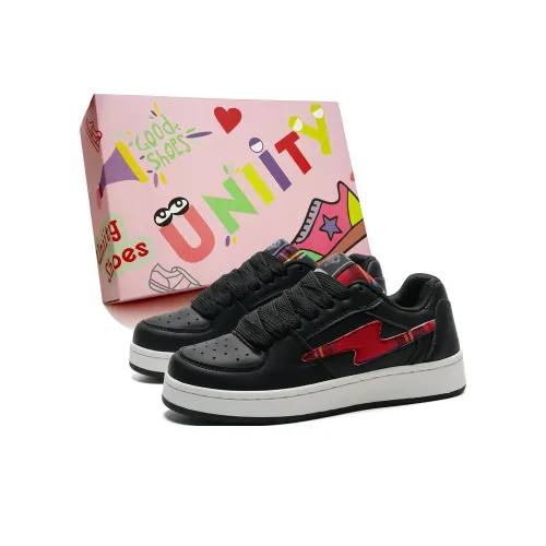UNIITY Anti Slip Wear Resistant Lightweight Breathable Height Increasing Low Top Skateboard Shoes Women's Black Red