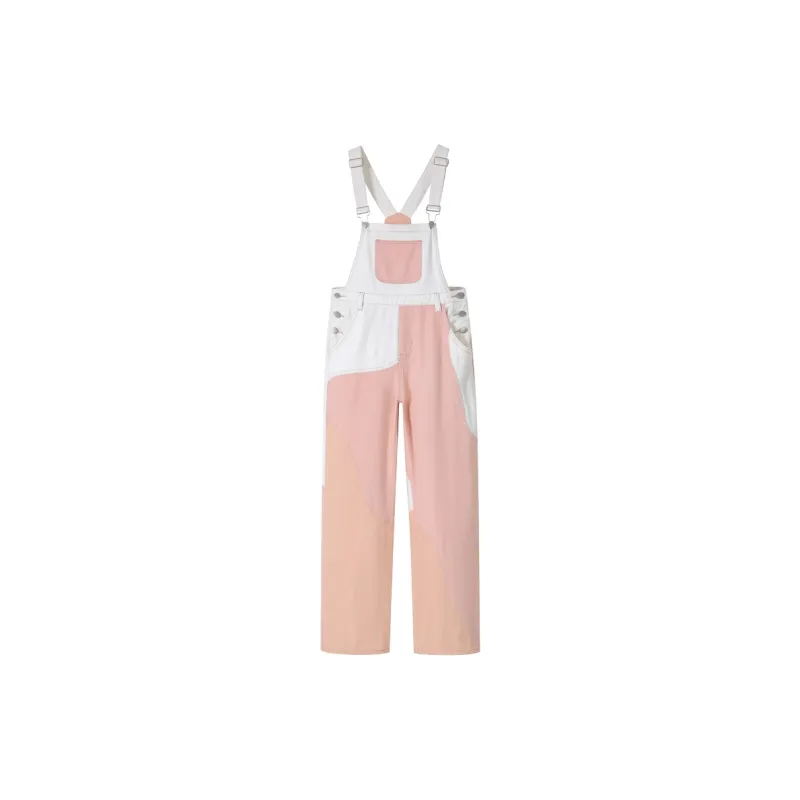 BENGEN Overalls Women's White Pink-5