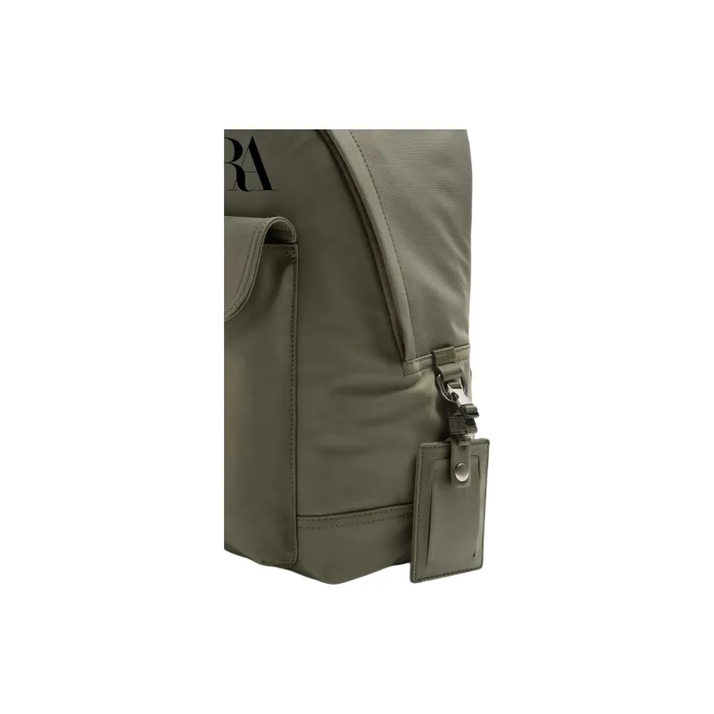 ZARA Polyester Backpack Large Size Men's Khaki Green-2