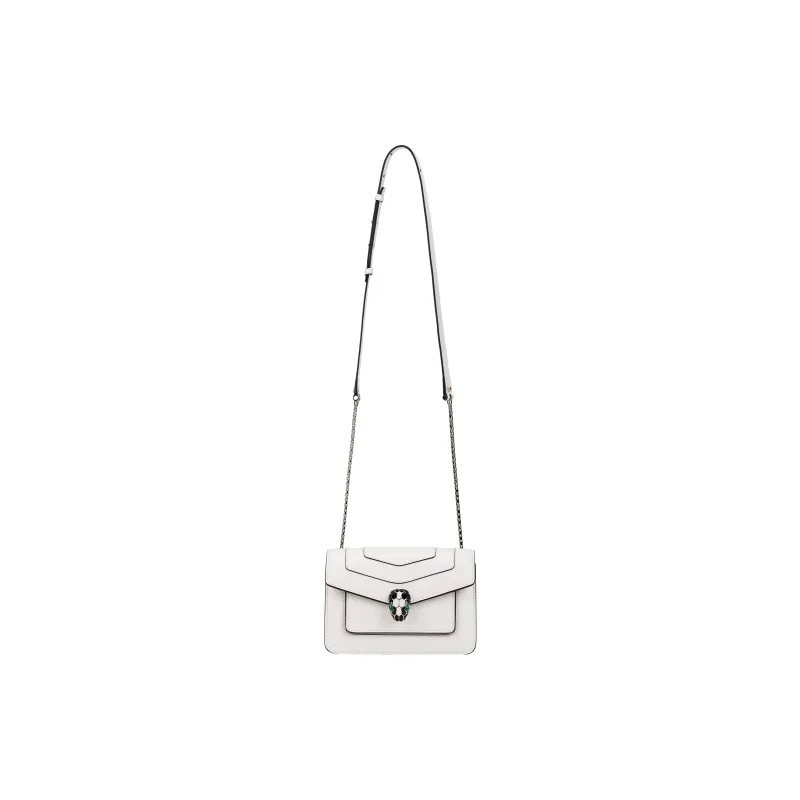 BVLGARI Calfskin Crossbody Bag, Shoulder Bag Women's White Agate Color-1