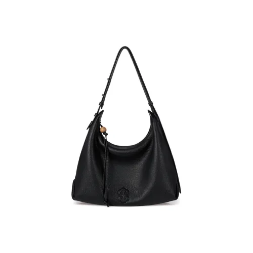 Look Top Grain Cow Leather Portable Crossbody Bag Shoulder Bag Medium Size Women's Black/Brown