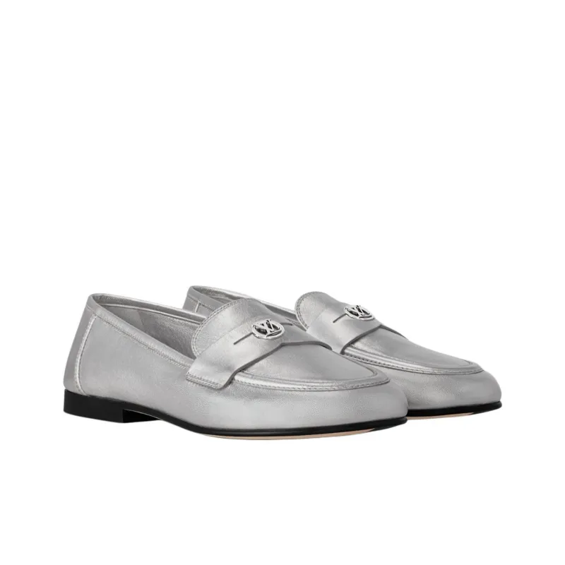LOUIS VUITTON Soho Loafers Women's Silver-2