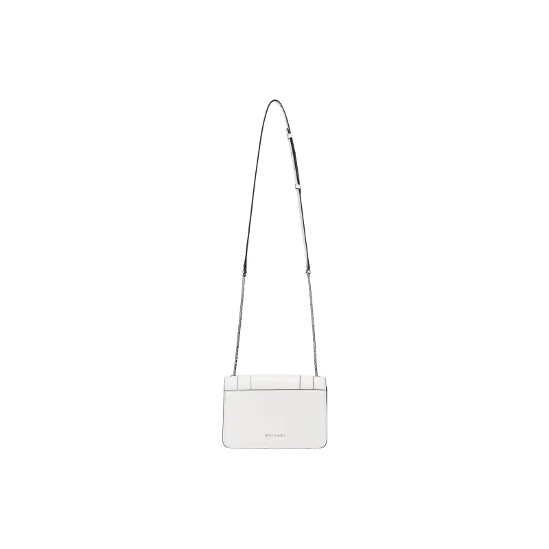 BVLGARI Calfskin Crossbody Bag, Shoulder Bag Women's White Agate Color-5
