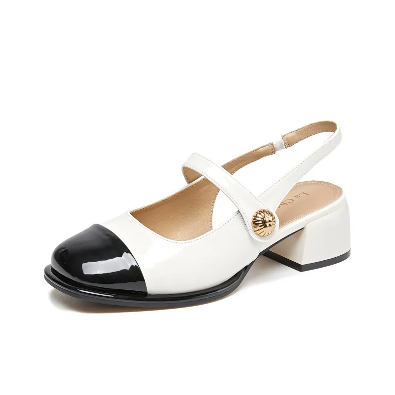 La Chapelle Chunky Heel High Heels Women's Black-1