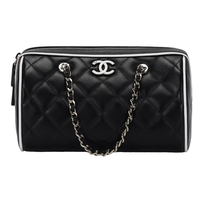 CHANEL Lambskin Crossbody Bag, Shoulder Bag Trumpets Women's Black-0