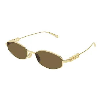 GUCCI Metal Square Sunglasses Unisex Gold
