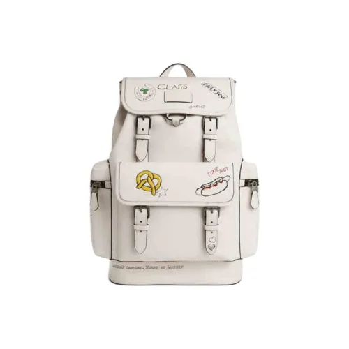 COACH Sprint Cow Leather Backpack Large Size Men's Chalk White
