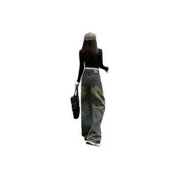 YINLEI Jeans Women's Nostalgic Yellow