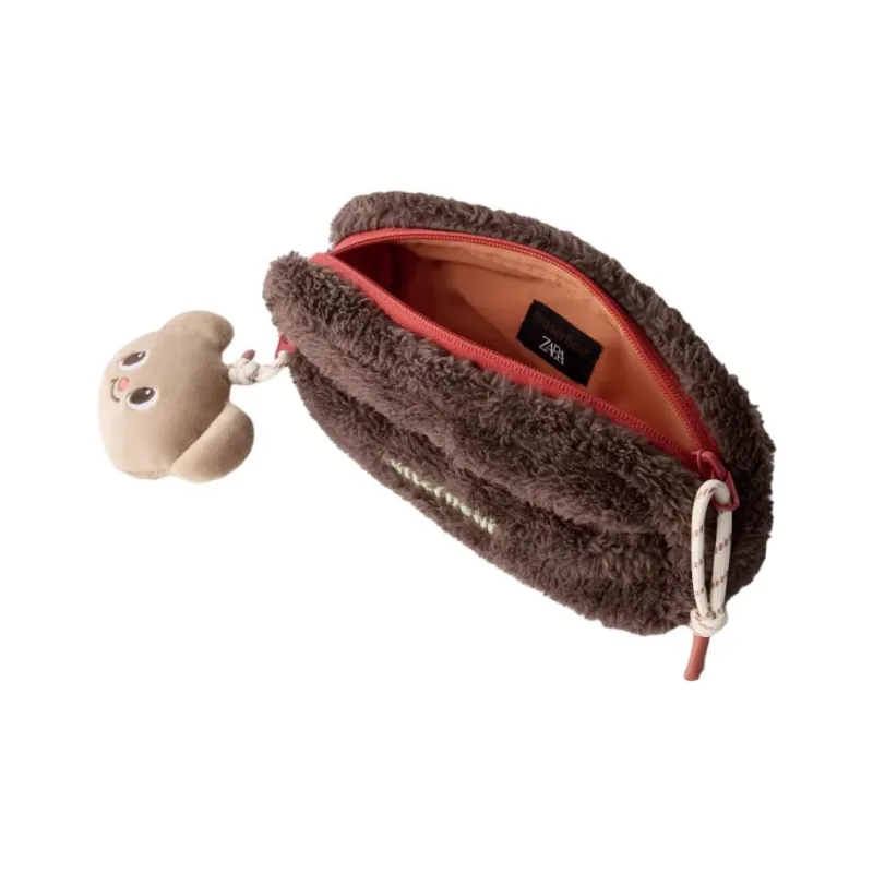 ZARA Butter Bear Collaboration Polyester Toiletry Bags Clutches Unisex Brown-3