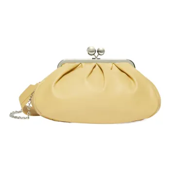 WEEKEND MaxMara Nappa Leather Crossbody Bag, Shoulder Bag Medium Size Women's Mustard Yellow