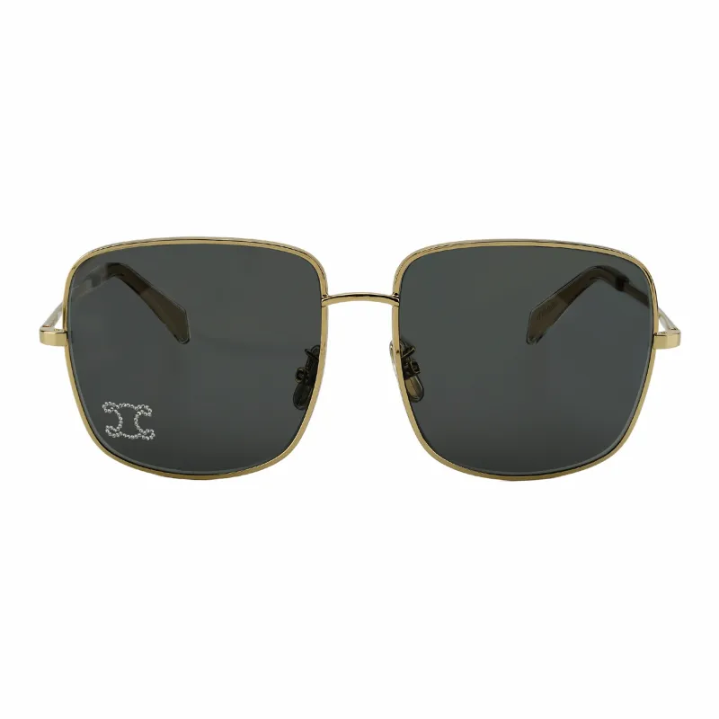 CELINE Triomphe Rhinestone 01 Sunglasses In Metal With Crystals-2