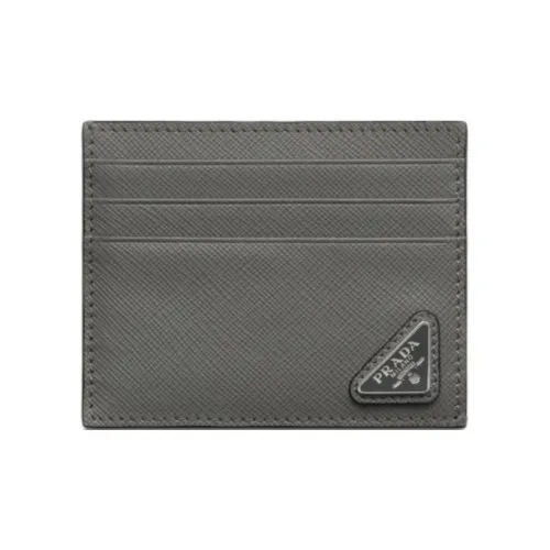 PRADA Saffiano Calfskin Card Holder Men's Marble Gray