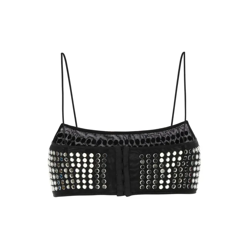 Oséree Embellished Spaghetti Straps Cropped Top-1