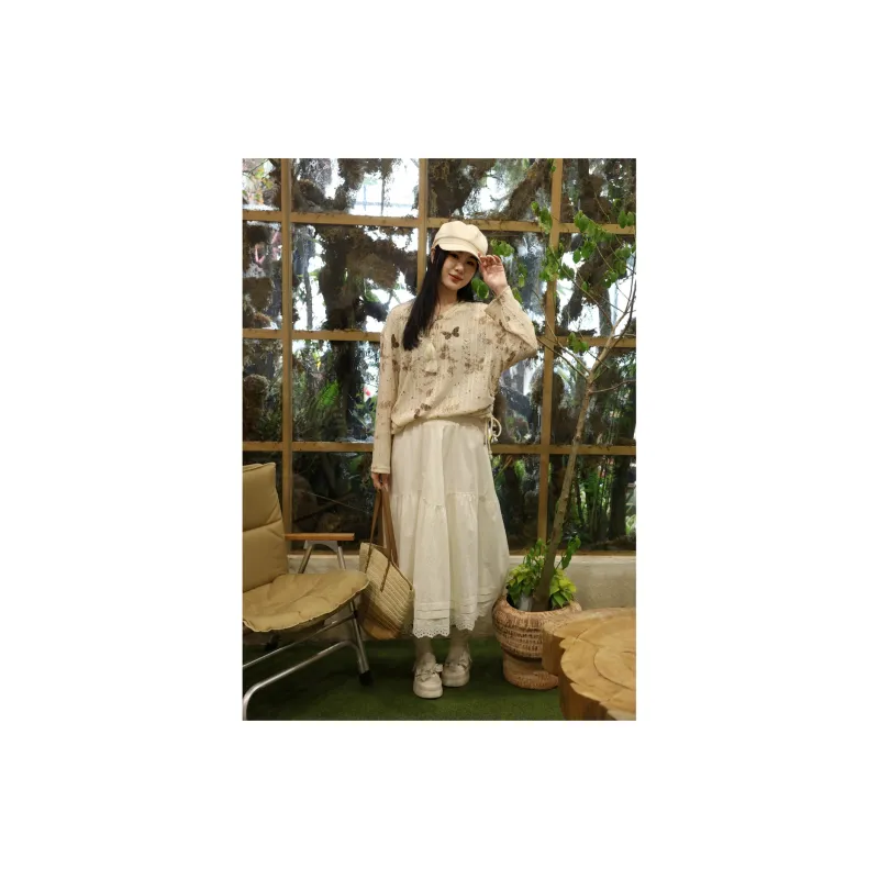 SETIROM Casual Long Skirt Women's White-2