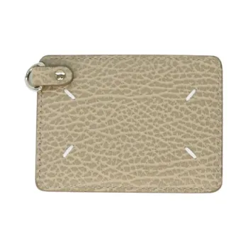 Maison Margiela Pebble Textured Leather Card Holder Women's Light Khaki Green
