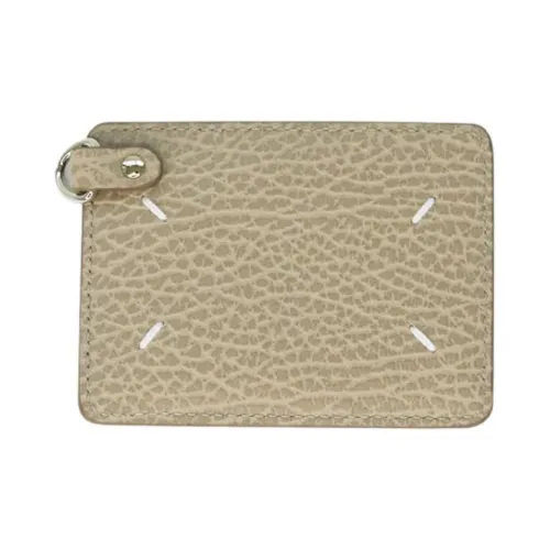 Maison Margiela Pebble Textured Leather Card Holder Women's Light Khaki Green