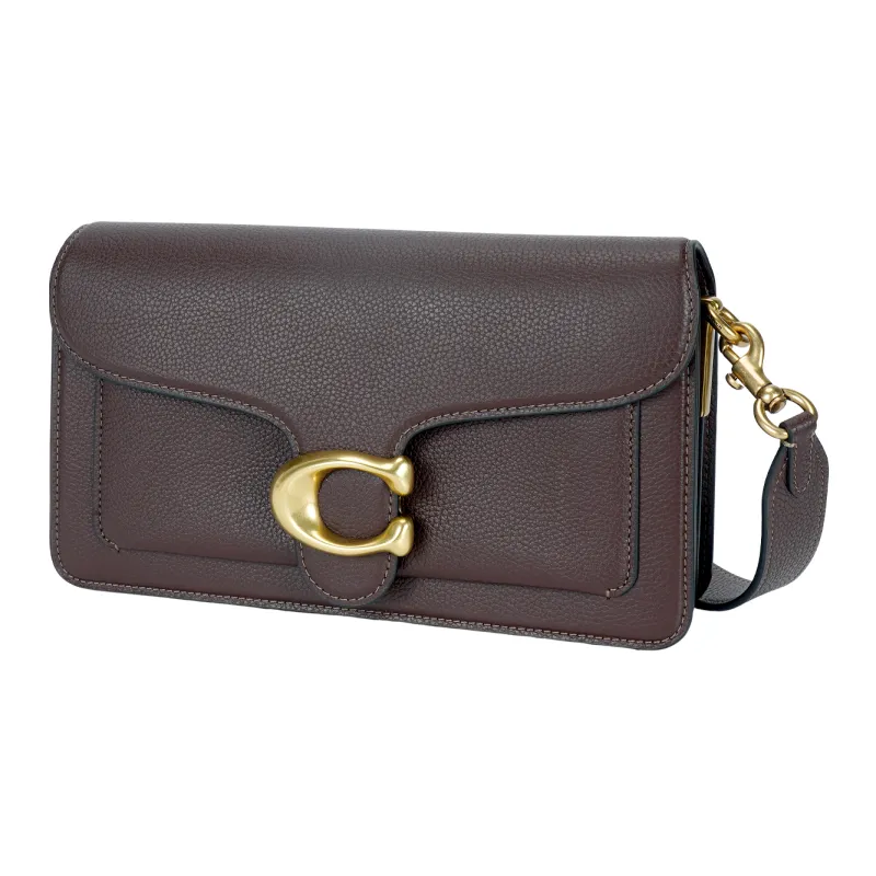 COACH Tabby Leather Shoulder Bag Portable Crossbody Bag Shoulder Bag Medium Size Women's Maple Brown-3