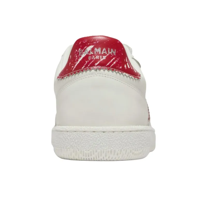 BALMAIN Swan Lipstick Low Top Skateboard Shoes Women's White-5
