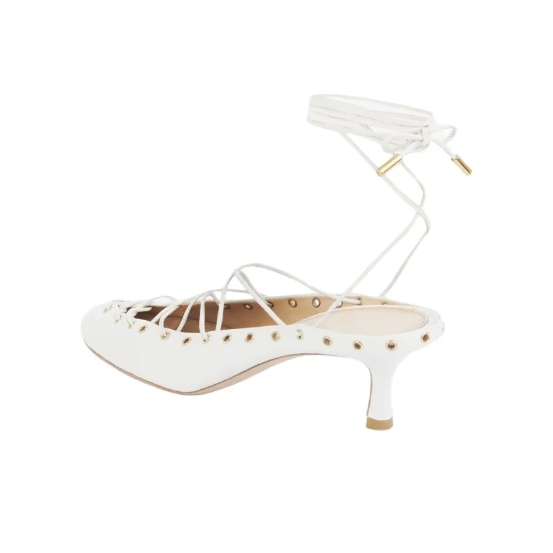 Chloe Ghillies Slim Heel High Heels 6cm Women's White-3