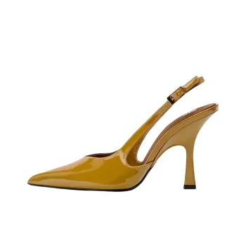 ZARA Slim Heel High Heels 10.5cm Women's Caramel Brown