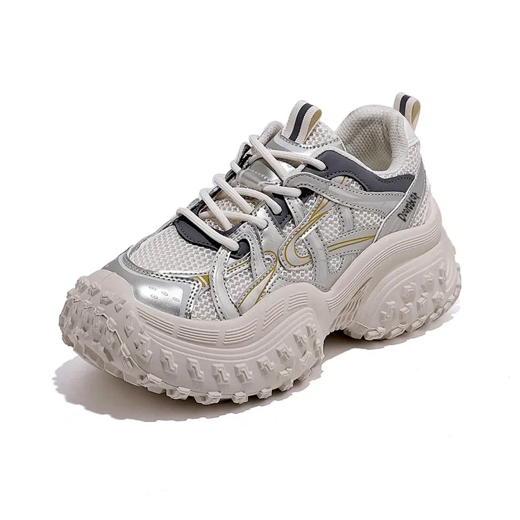 Budding Bear Height Increasing Abrasion Resistant Breathable Slip Resistant Low Top Chunky Sneakers Women's-3