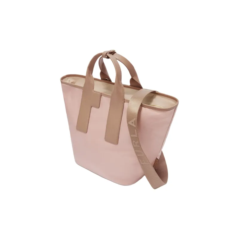 Furla Piuma Nylon Tote Bag Shopping Bag Shoulder Bag Crossbody Bag Handbag Large Size Women's Pink-2