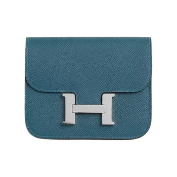 HERMES Constance Slim Epsom Calfskin Wallet Fanny Pack Regular Women's 7A Bleu Thalassa Sea Blue
