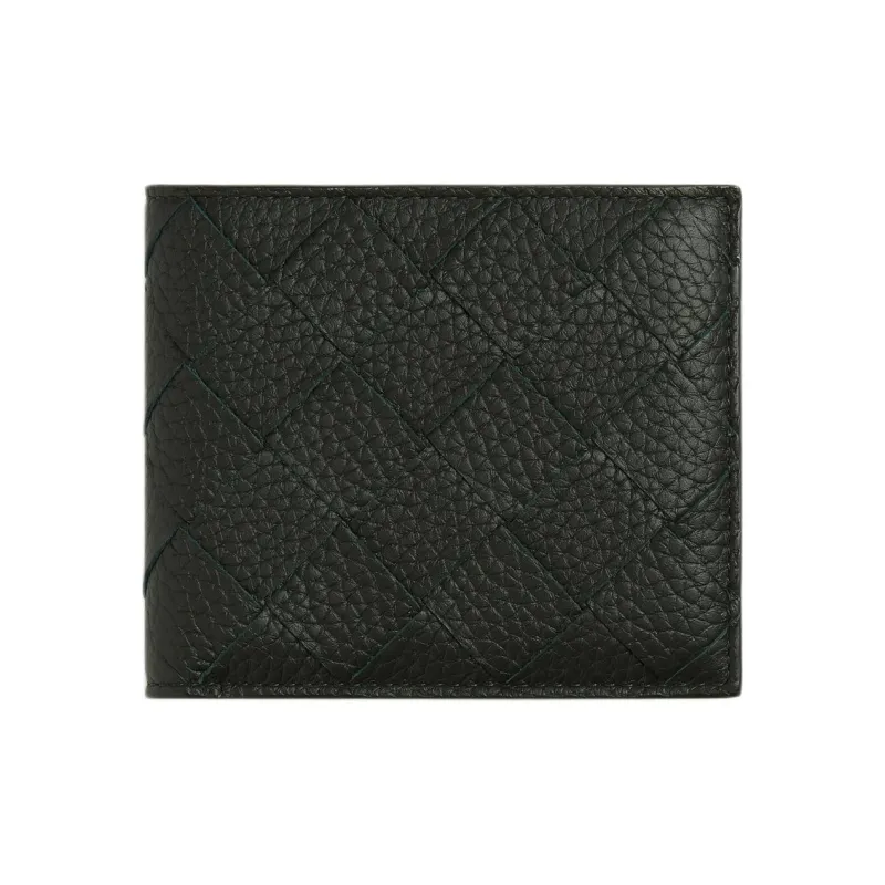 Bottega Veneta Intrecciato Cow Leather Wallet Men's Dark Green-1