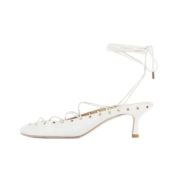 Chloe Ghillies Slim Heel High Heels 6cm Women's White