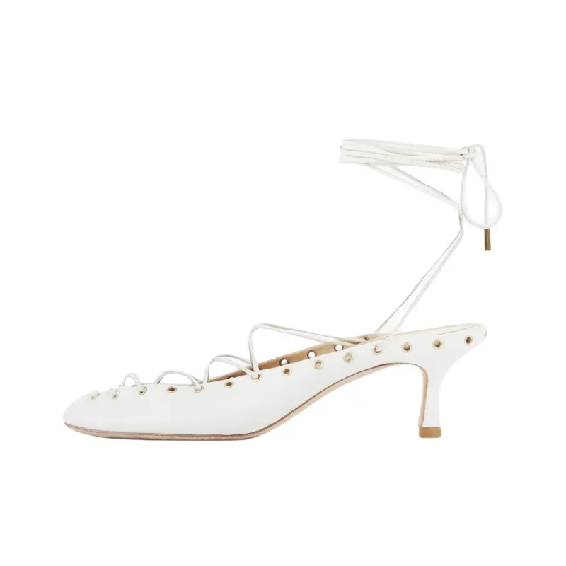 Chloe Ghillies Slim Heel High Heels 6cm Women's White-0