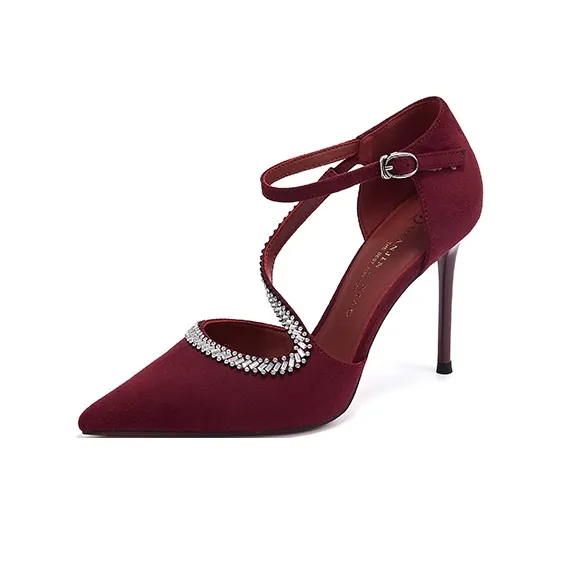 PINWEISHIDU High Heels Women's Black/Burgundy/Camel-2