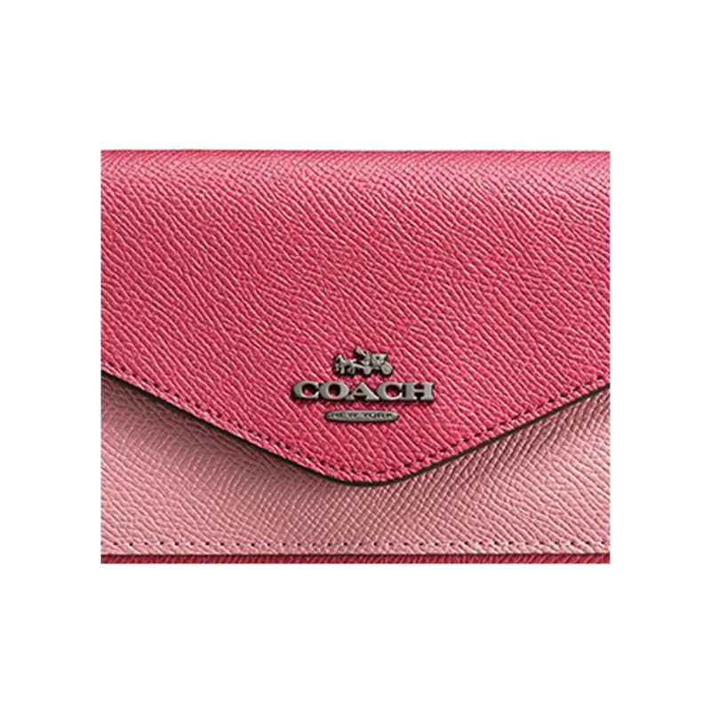 COACH Soft Wallet Soft Leather Clutches Wallets Medium Size Women's Pink Multicolor-3