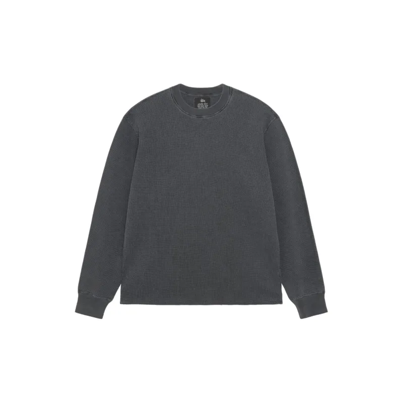 Stussy Garment Dyed Long Sleeve Thermal 'Faded Black'-0