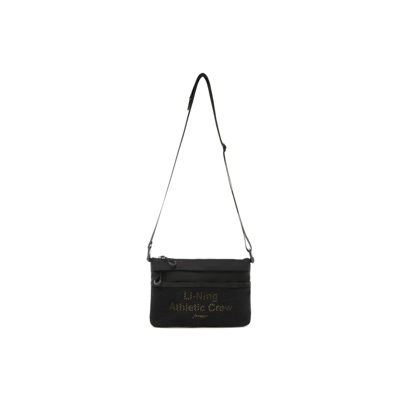 LiNing Fitness Series Polyester Shoulder Bag, Crossbody Bag Regular Unisex Black-0