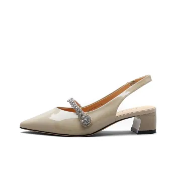 NINE WEST Chunky Heel High Heels 5cm Women's Khaki