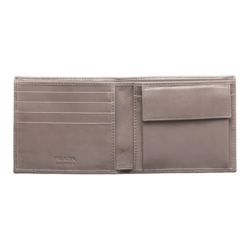 PRADA Cow Leather Wallet Women's Gray-3