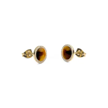 Daniel Wellington Tiger's Eye Stone Stud Earrings Unisex