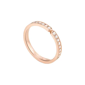 HERMES Diamond 18K Rose Gold Rings Unisex Pink Gold